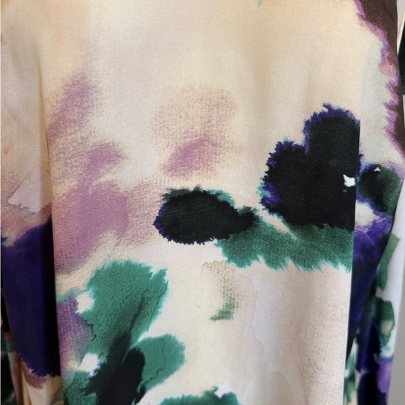 CAbi Mystic Watercolor V-Neck Blouse in Purple, Teal & Pink Sz M - Picture 4 of 5